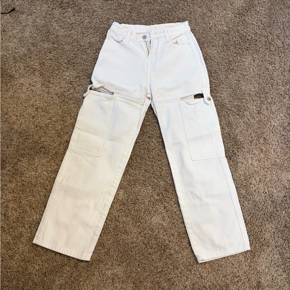 Women White Cargo Pants